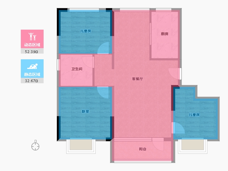 山东省-青岛市-融发碧桂园珠山郡-76.00-户型库-动静分区