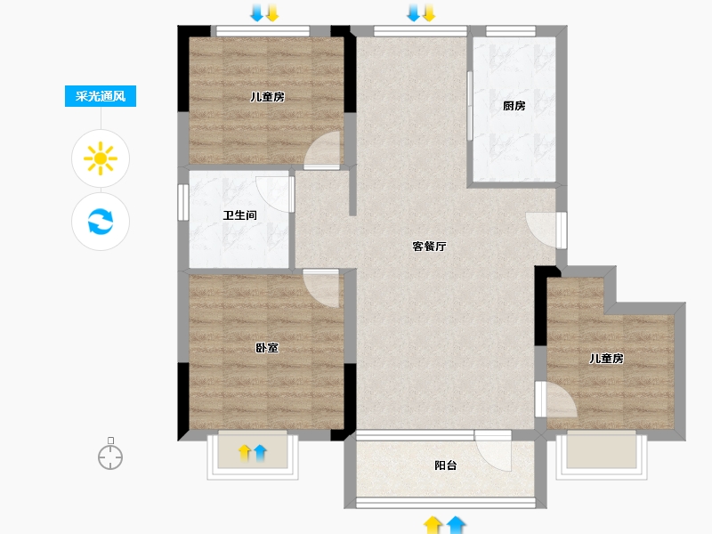 山东省-青岛市-融发碧桂园珠山郡-76.00-户型库-采光通风