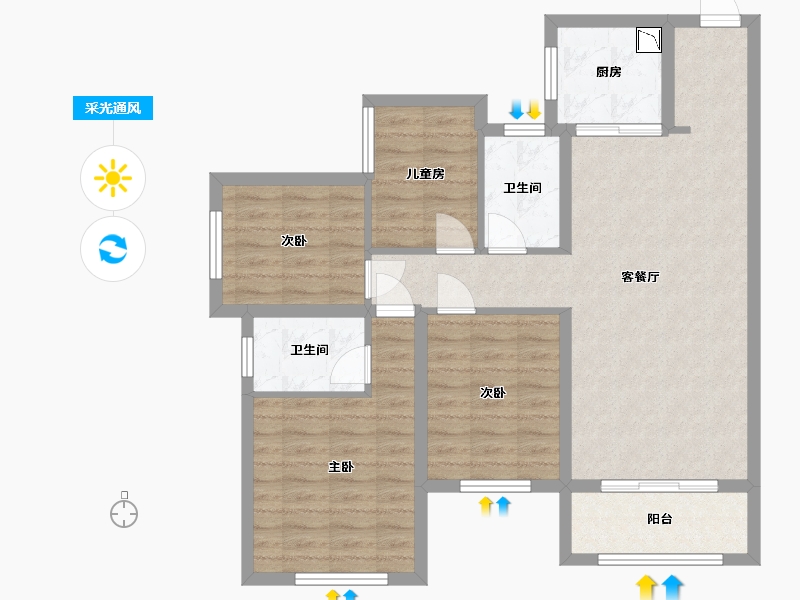 福建省-福州市-中海凤凰熙岸-88.00-户型库-采光通风