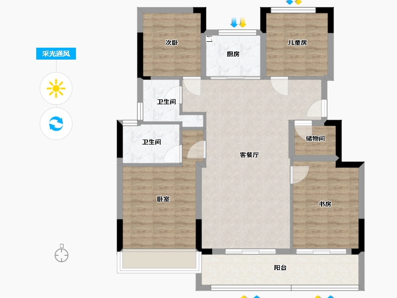 浙江省-湖州市-大家安吉金麟府-98.63-户型库-采光通风