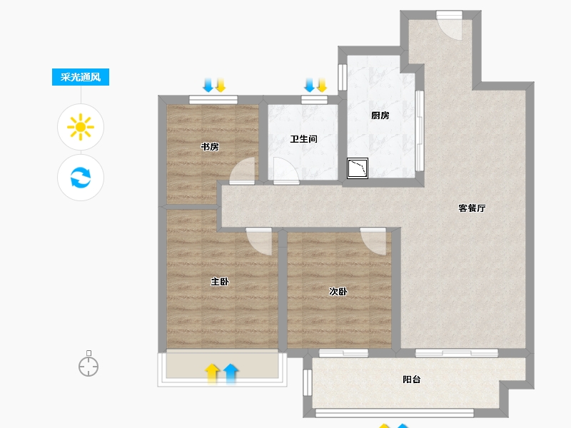 江苏省-徐州市-融创工润 淮海壹号 六樟台-85.00-户型库-采光通风