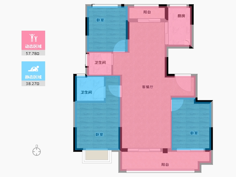 福建省-泉州市-晋东正荣府-86.00-户型库-动静分区