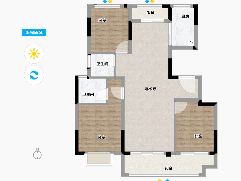 福建省-泉州市-晋东正荣府-86.00-户型库-采光通风