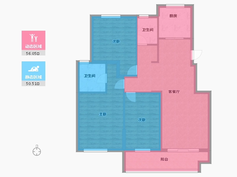 江苏省-泰州市-天逸华府-95.61-户型库-动静分区