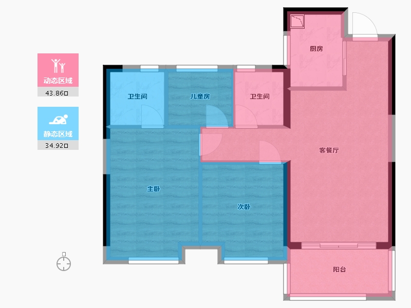 福建省-福州市-融侨观湖-70.51-户型库-动静分区