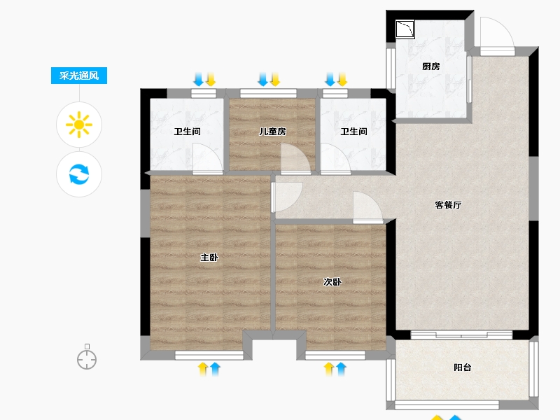 福建省-福州市-融侨观湖-70.51-户型库-采光通风