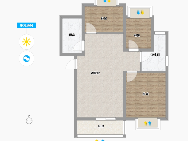 安徽省-池州市-浦西新城-73.00-户型库-采光通风