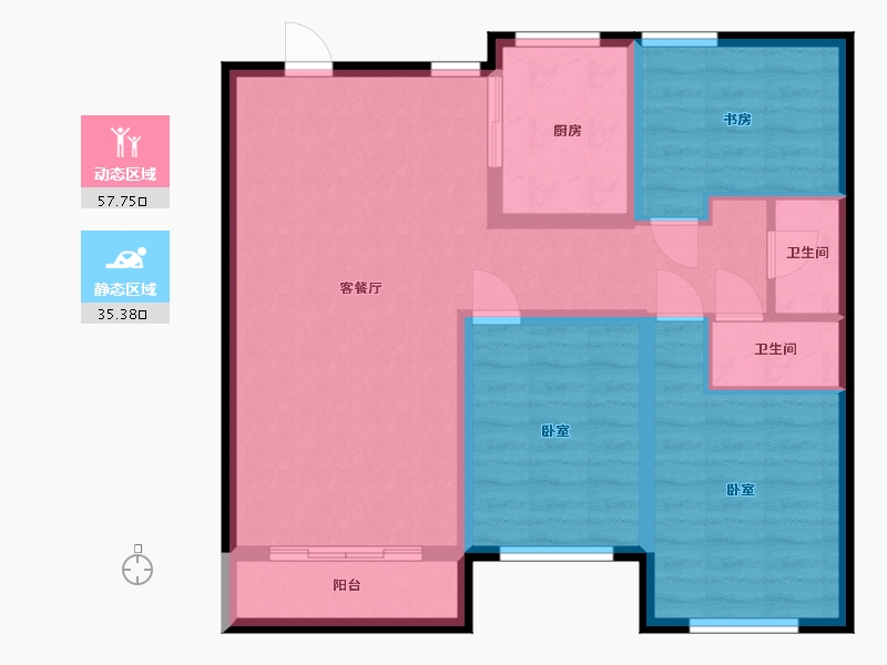 宁夏回族自治区-银川市-领东悦邸-83.22-户型库-动静分区