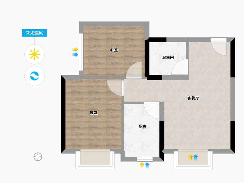 山东省-济南市-龙湖奥东11号-52.00-户型库-采光通风