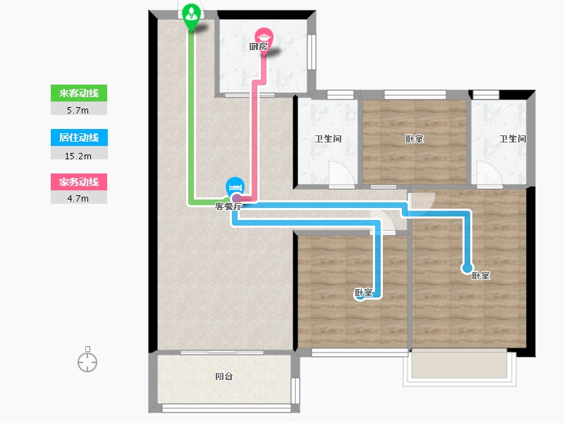 浙江省-温州市-碧桂园文澜豪庭-84.00-户型库-动静线