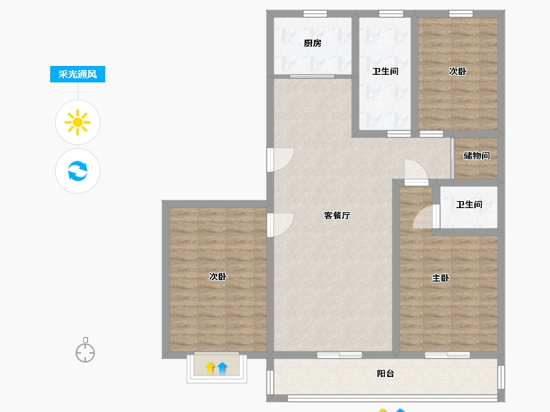 山东省-青岛市-盛泰首府-109.00-户型库-采光通风