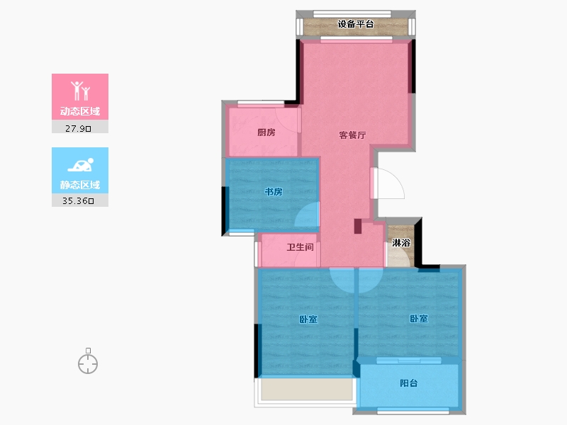 浙江省-金华市-三江府-60.00-户型库-动静分区