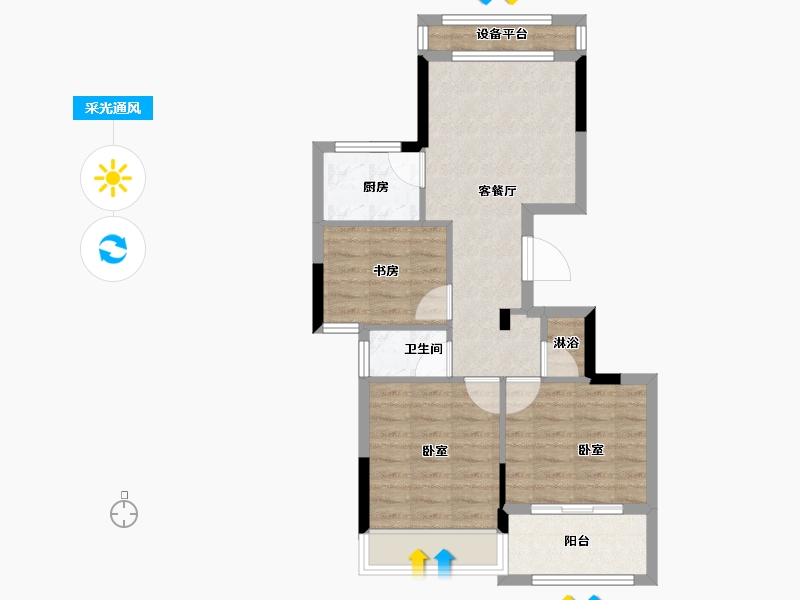 浙江省-金华市-三江府-60.00-户型库-采光通风