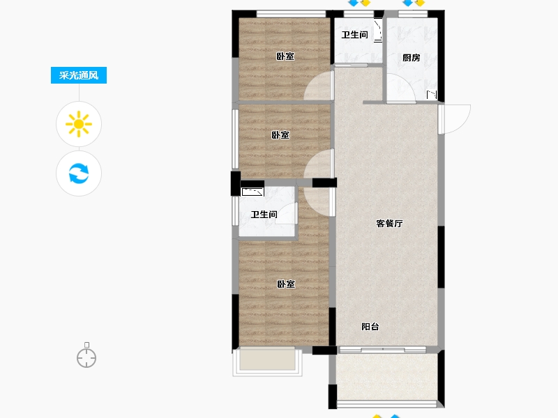 浙江省-丽水市-华融龙璟台-88.10-户型库-采光通风