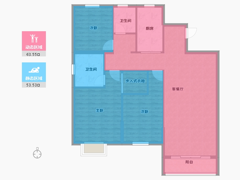 江苏省-泰州市-天逸华府-106.74-户型库-动静分区