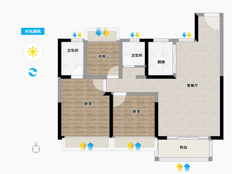 安徽省-芜湖市-雅旭新乐府-93.00-户型库-采光通风