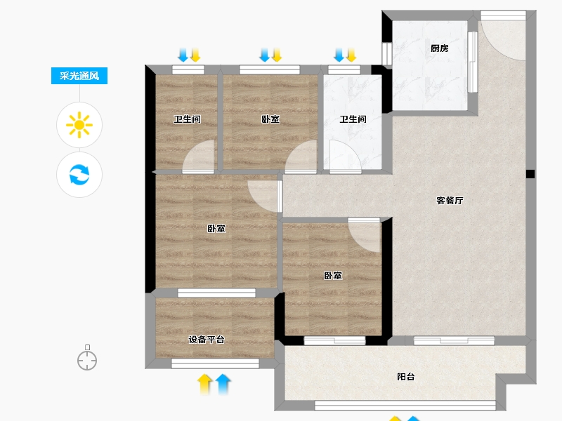 福建省-泉州市-蓝光万顺雍锦源-71.00-户型库-采光通风