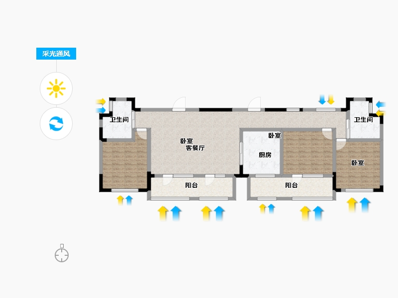 山东省-青岛市-天泰时光印象-128.00-户型库-采光通风