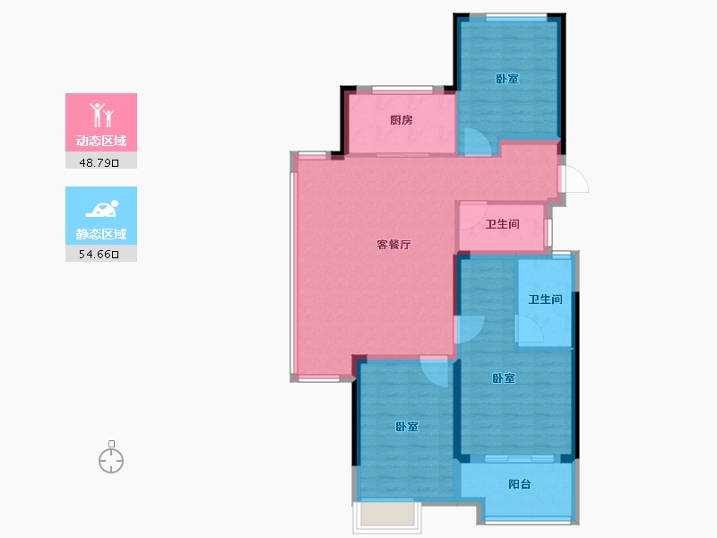 浙江省-嘉兴市-万科翡翠四季-93.00-户型库-动静分区