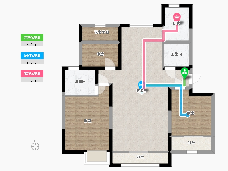 宁夏回族自治区-银川市-巨力·公园悦府-92.56-户型库-动静线