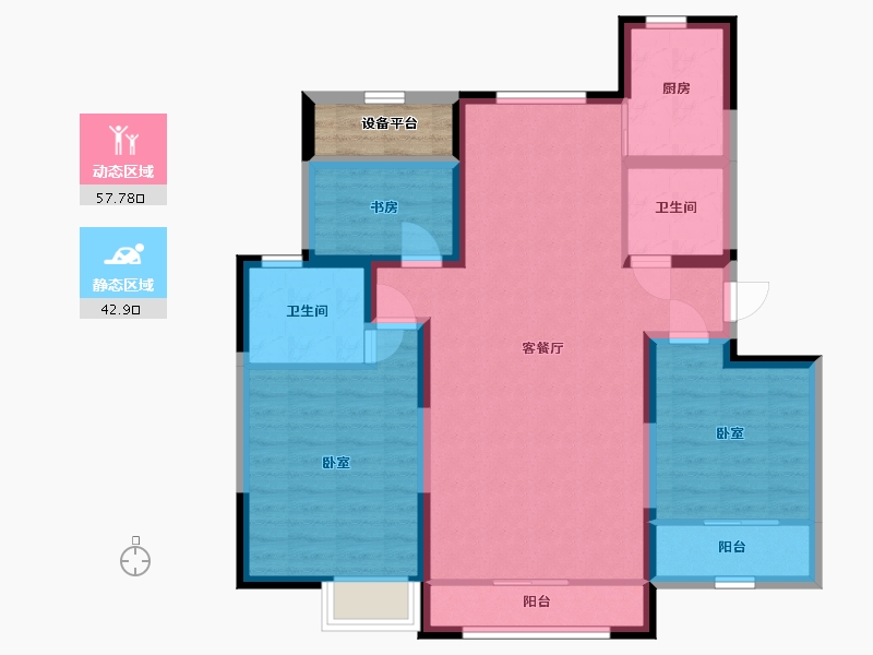 宁夏回族自治区-银川市-巨力·公园悦府-92.56-户型库-动静分区