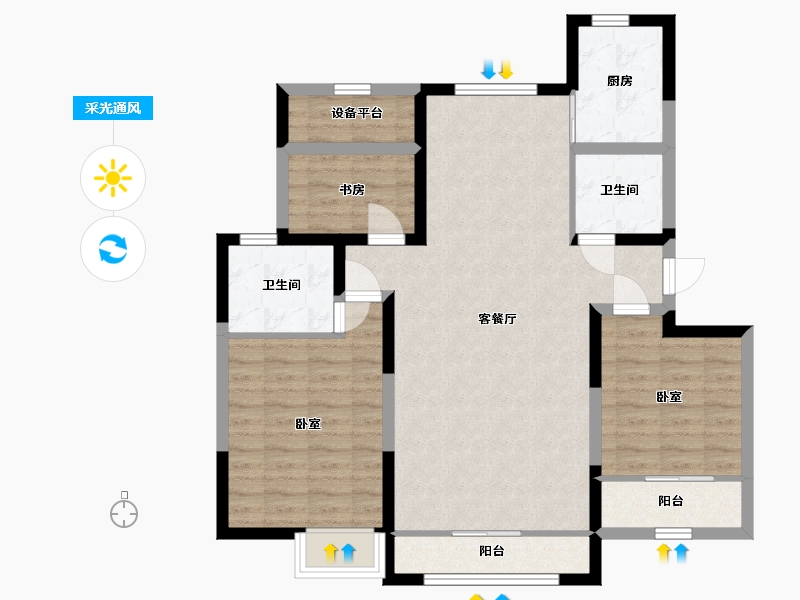 宁夏回族自治区-银川市-巨力·公园悦府-92.56-户型库-采光通风