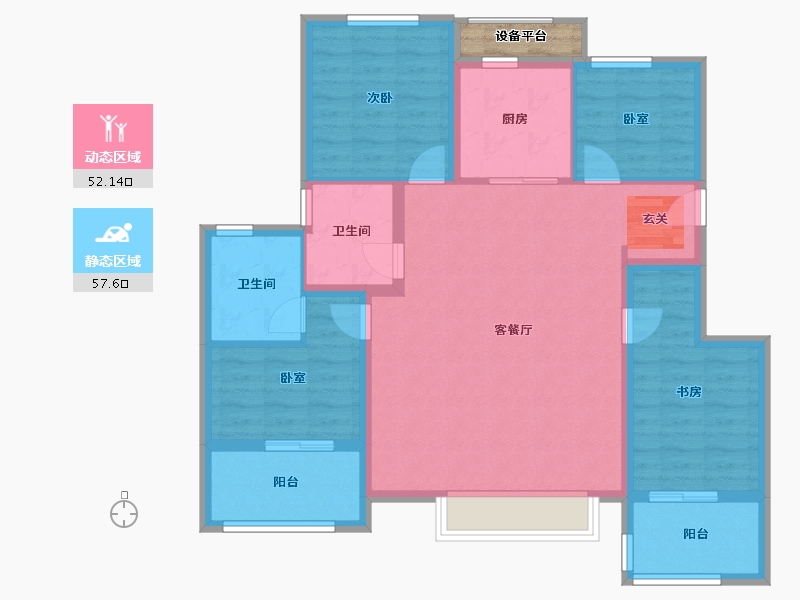 浙江省-宁波市-万科未来水岸-100.28-户型库-动静分区