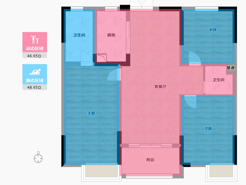 江苏省-泰州市-恒富城市之光-85.00-户型库-动静分区