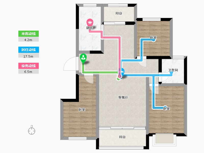 宁夏回族自治区-吴忠市-壹号公馆-88.62-户型库-动静线