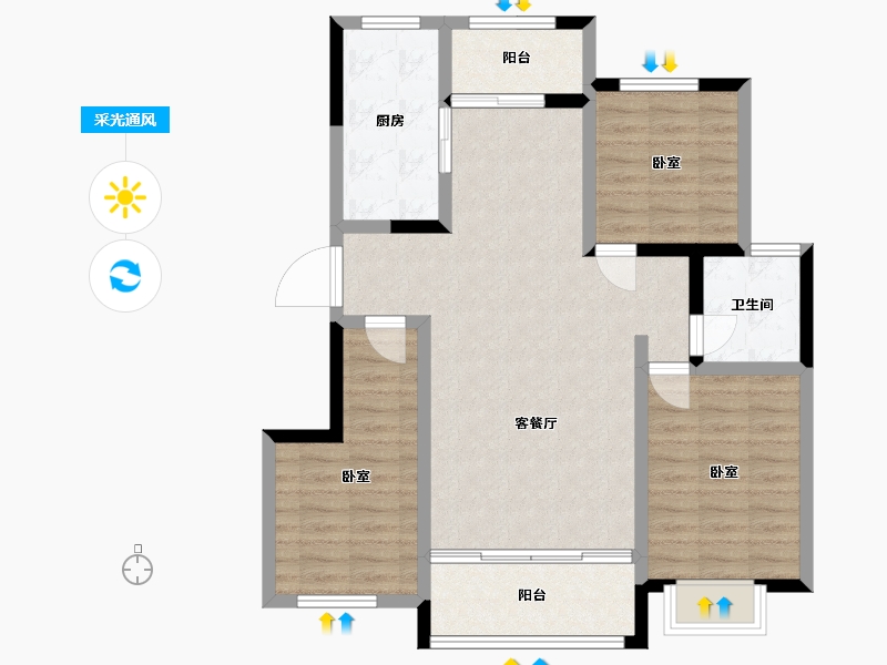 宁夏回族自治区-吴忠市-壹号公馆-88.62-户型库-采光通风