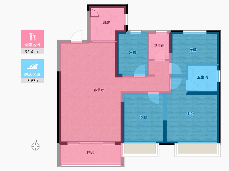 甘肃省-兰州市-碧桂园城市花园-88.16-户型库-动静分区