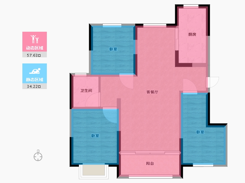 宁夏回族自治区-吴忠市-壹号公馆-81.90-户型库-动静分区