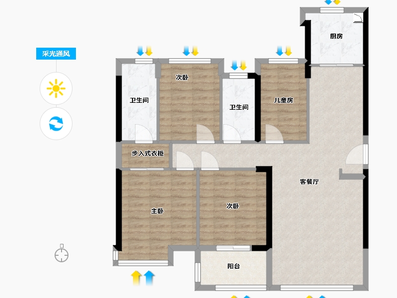 福建省-福州市-融侨观湖-102.00-户型库-采光通风