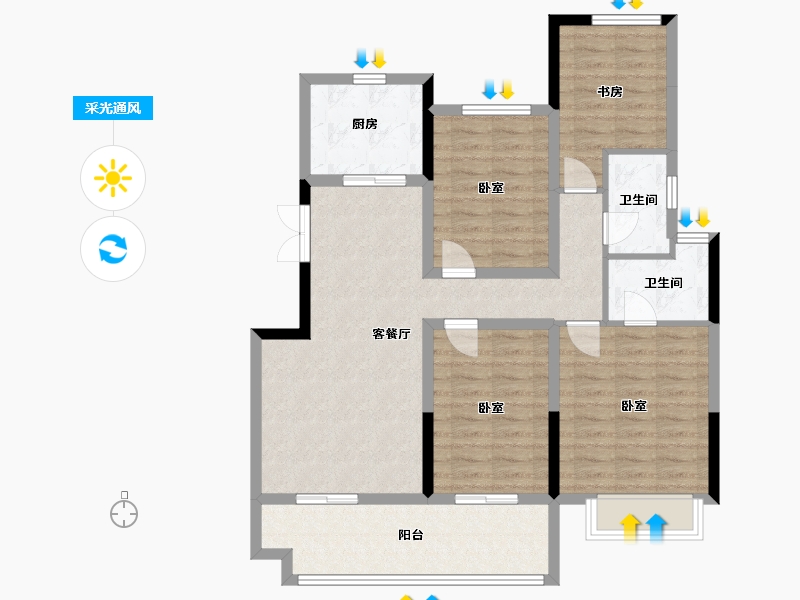 江苏省-镇江市-中南·香漫园-100.01-户型库-采光通风