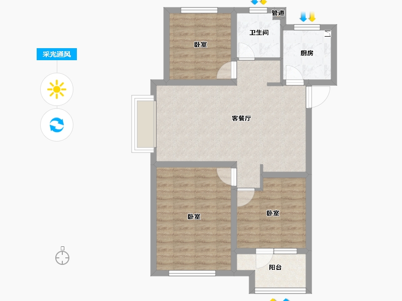 山东省-青岛市-龙湖璟宸原著-72.00-户型库-采光通风