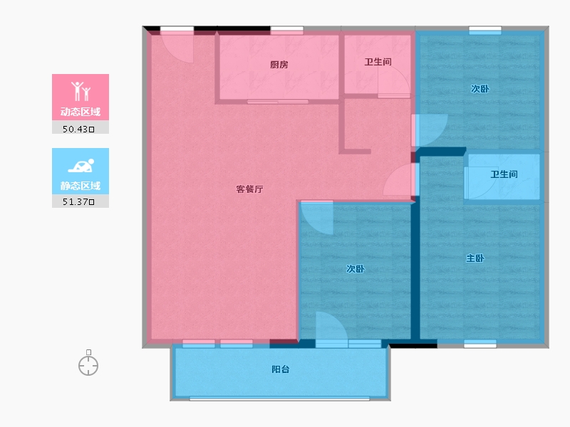 山东省-青岛市-兴源巴黎城-92.50-户型库-动静分区