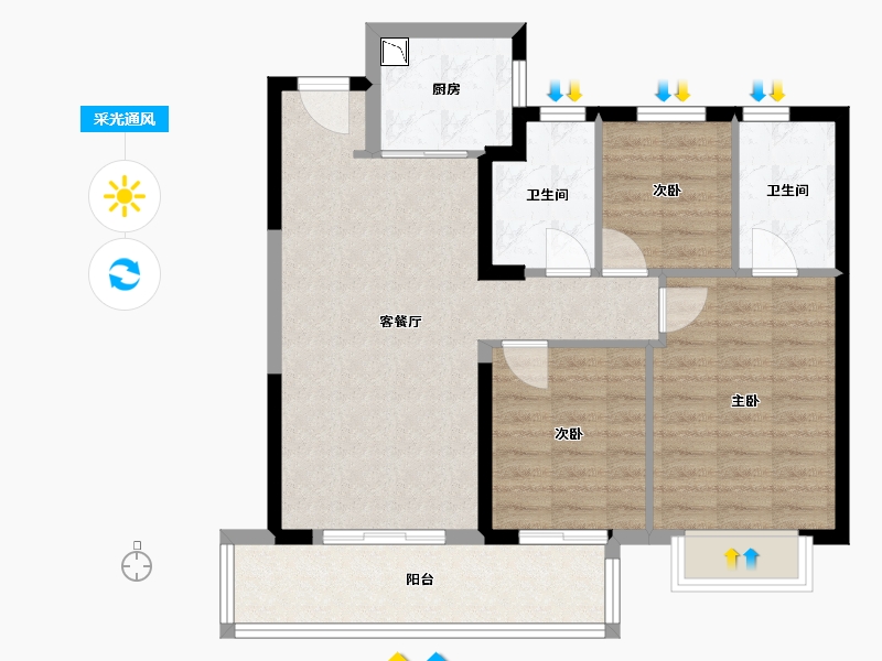 福建省-福州市-建发融侨山海大观-80.00-户型库-采光通风