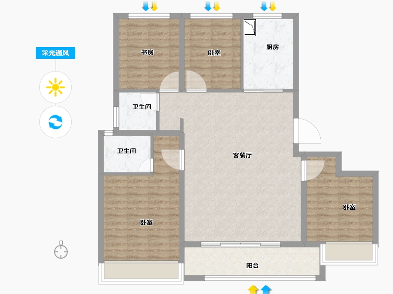 浙江省-金华市-保利天汇-104.00-户型库-采光通风