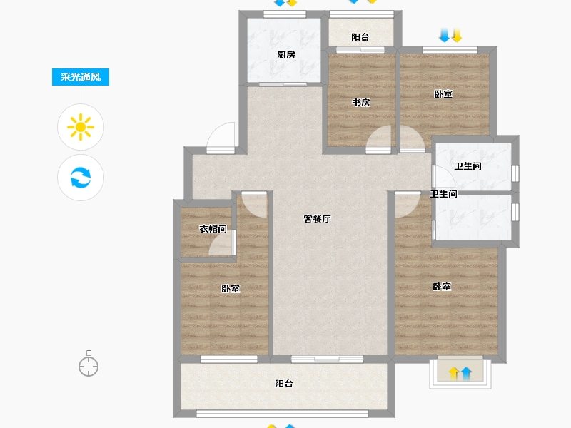 安徽省-芜湖市-和顺新视界-104.13-户型库-采光通风