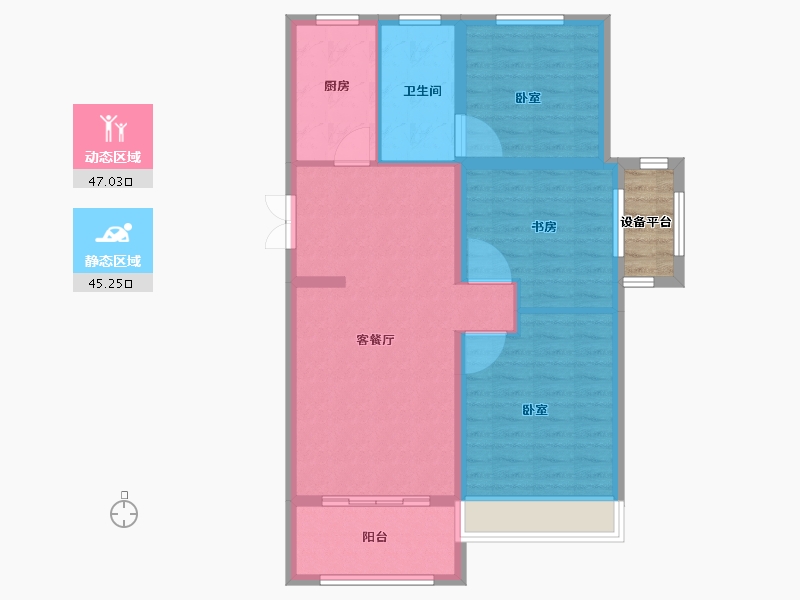 安徽省-合肥市-爱巢玉兰花园-85.99-户型库-动静分区