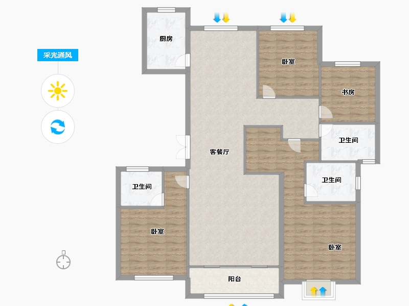 山东省-济南市-翡翠大观-142.00-户型库-采光通风