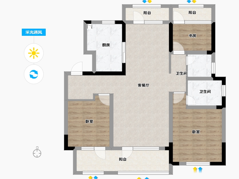 山东省-青岛市-天泰时光印象-100.01-户型库-采光通风