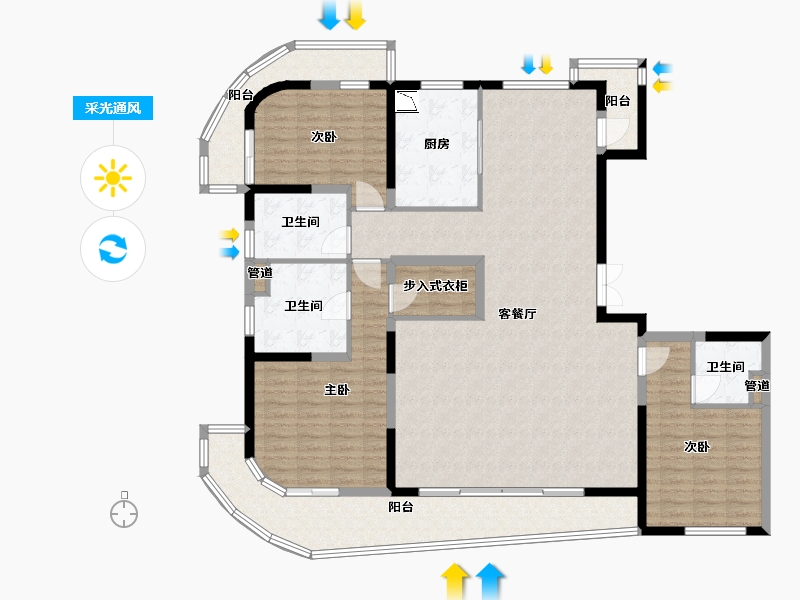 江苏省-泰州市-天禄湖壹号-163.97-户型库-采光通风