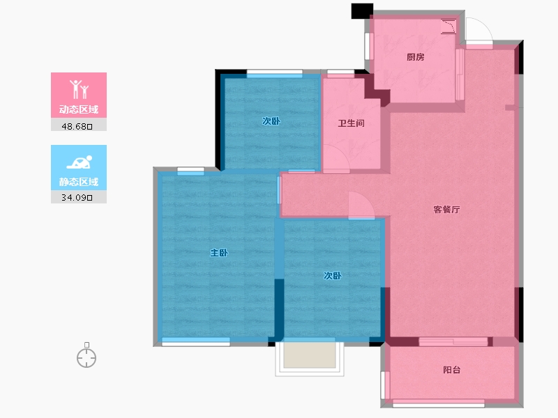 江西省-九江市-融信碧桂园金地·九棠-73.60-户型库-动静分区