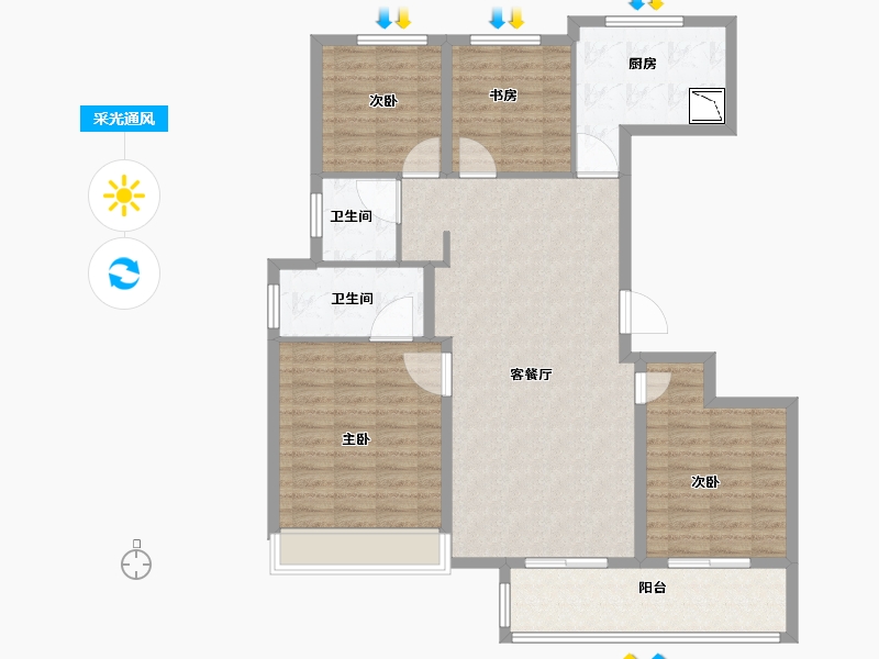 江苏省-徐州市-融创工润 淮海壹号 六樟台-114.01-户型库-采光通风