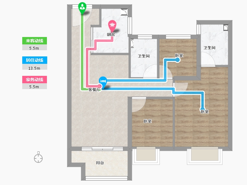 浙江省-丽水市-中骏建杭·璟园-71.00-户型库-动静线