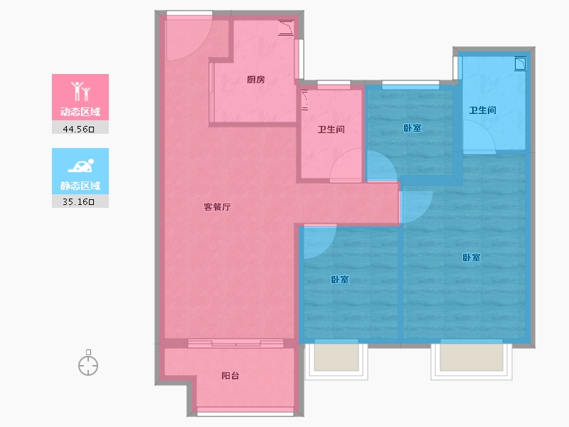 浙江省-丽水市-中骏建杭·璟园-71.00-户型库-动静分区