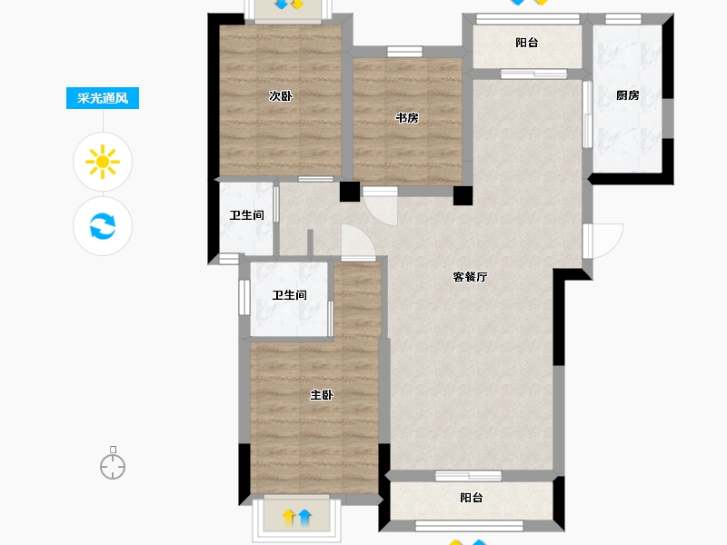 江西省-九江市-九瑞新城-80.13-户型库-采光通风