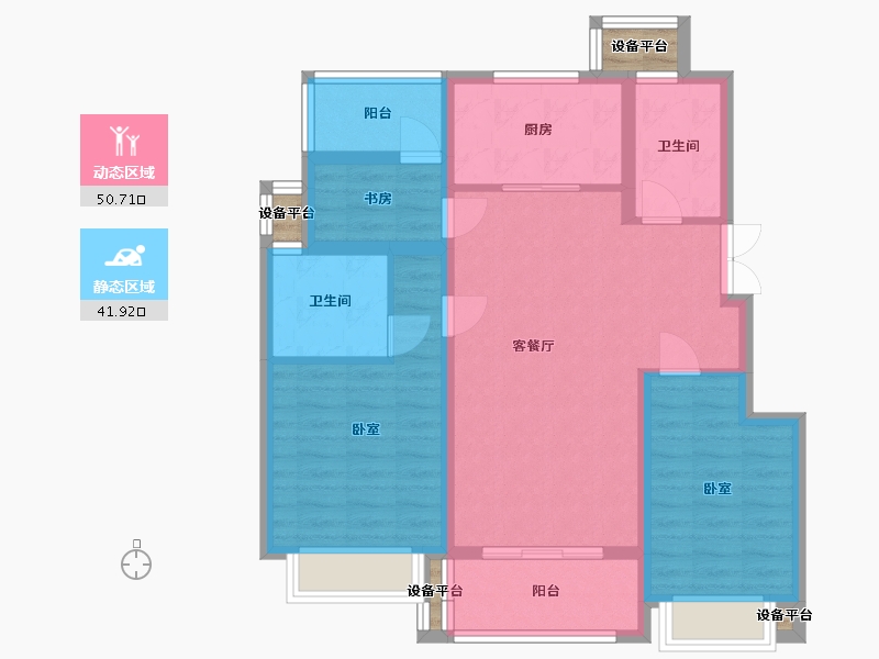 浙江省-宁波市-宝龙雅戈尔·江汇城-84.53-户型库-动静分区