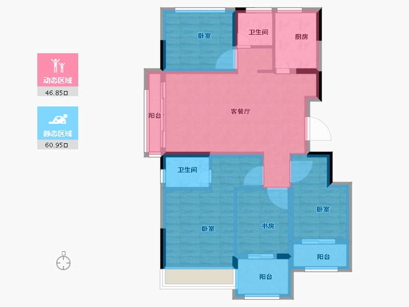 浙江省-金华市-中翼金报翡翠园-96.00-户型库-动静分区